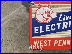 West Penn Electric Sign Vintage Advertising Gas Station Service Reddy Kilowatt