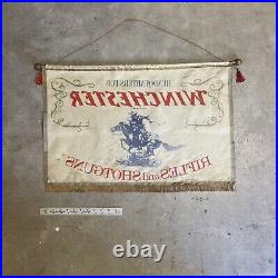 Winchester Dealer Flag Vtg Banner Old Original Retail Store Advertising Sign