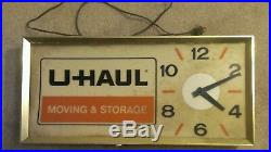 Working Vintage 1960s U-Haul Rental Light Up Clock Sign Antique clock AS-IS
