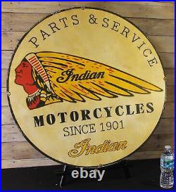 XL Vintage Porcelain Enamel Sign Iconic Indian Motorcycles